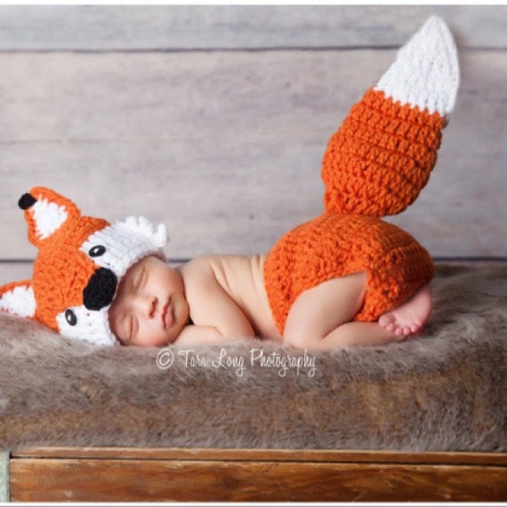 Crochet Fox Outfit Baby Girl Baby Boy 
