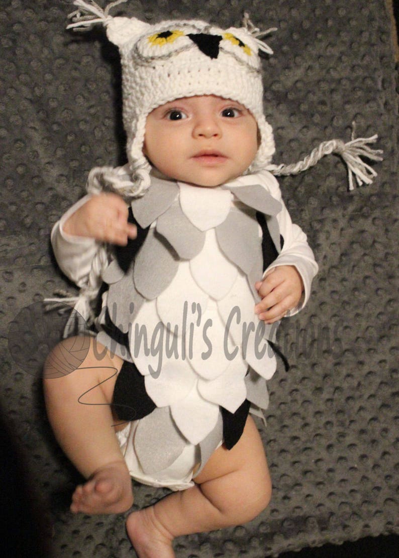 Baby Owl Costume Crochet Owl Hat Baby Owl Bodysuit White Owl - Etsy