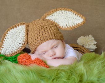 Crochet Bunny Hat ONLY Baby Easter Bunny Hat Newborn Bunny Hat Crochet Bunny Hat Photo Props Easter Props for Babies