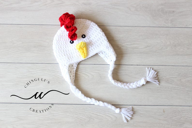 Crochet Rooster Hat Baby White Rooster Hat image 2