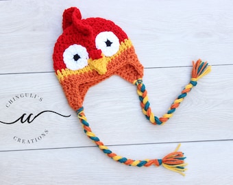 Baby Crochet Rooster Hat Multi-color Rooster Hat
