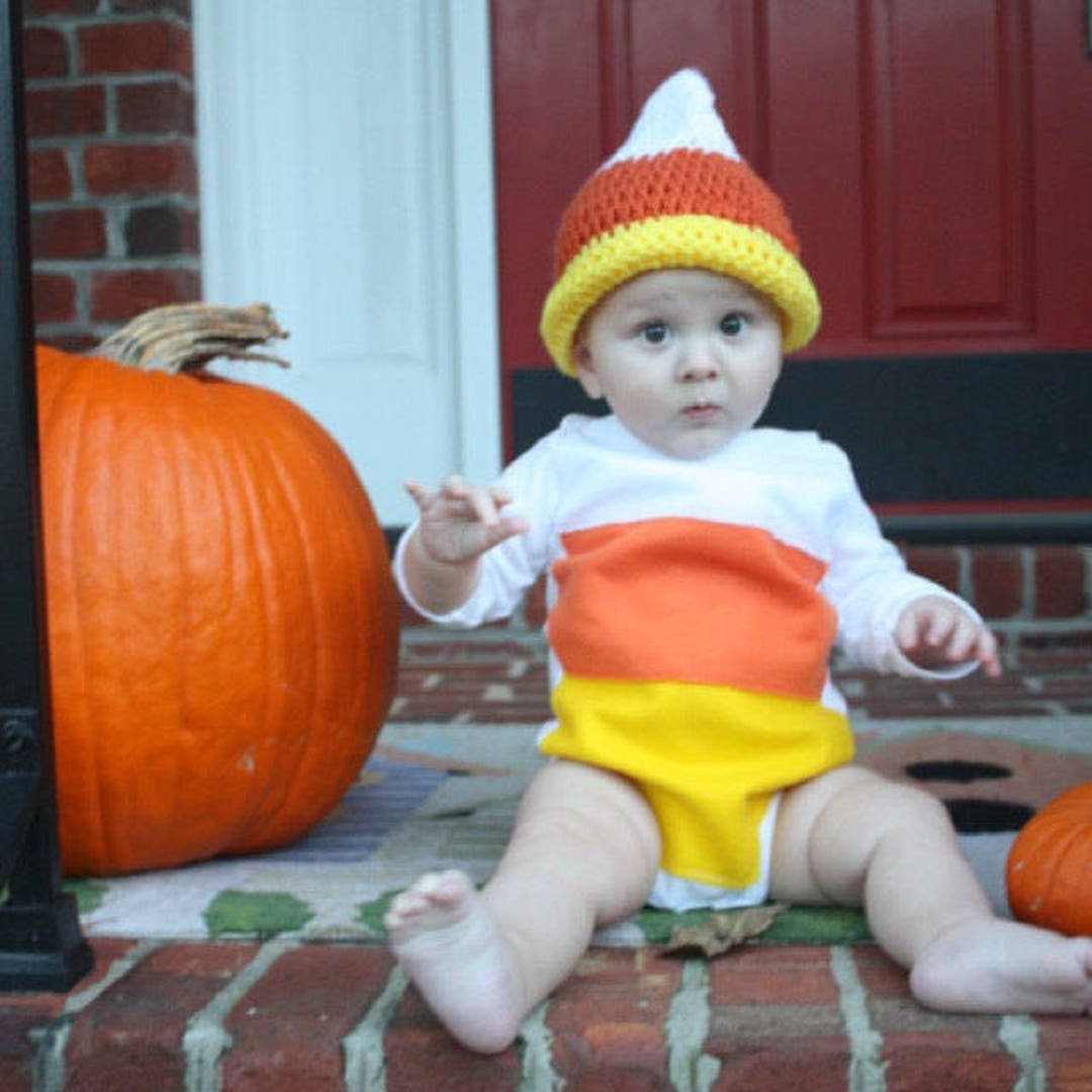 Baby Candy Corn Costume Bodysuit and Crochet Hat Set Etsy