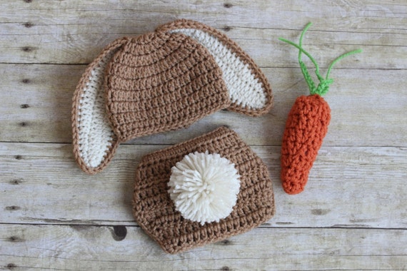 Crochet Bunny Hat and Diaper Cover Carrot Set Floppy Eared Easter Bunny Hat Crochet Hat Baby Girl Baby Boy Bunny Beanie Etsy