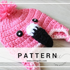 PATTERN- Crochet Flamingo Hat Pattern - Pink Flamingo Crochet Hat Pattern Baby Crochet Hat Pattern Kids Crochet Hat Pattern