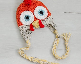 Bartolito crochet hat Bartolo rooster crochet hat baby and toodler crochet hat