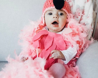 Baby Flamingo Costume Baby Flamingo Bodysuit and Crochet Flamingo Hat