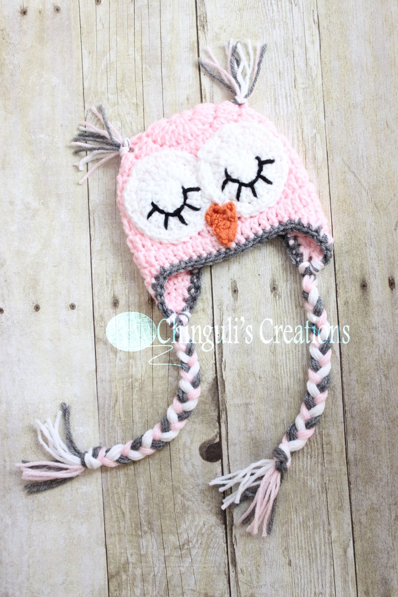 Crochet Owl Hat, Owl Beanie Sleepy Owl Hat Easter Owl hat Boys Girls Owl hat Newborn Baby Owl Beanie Hat image 1