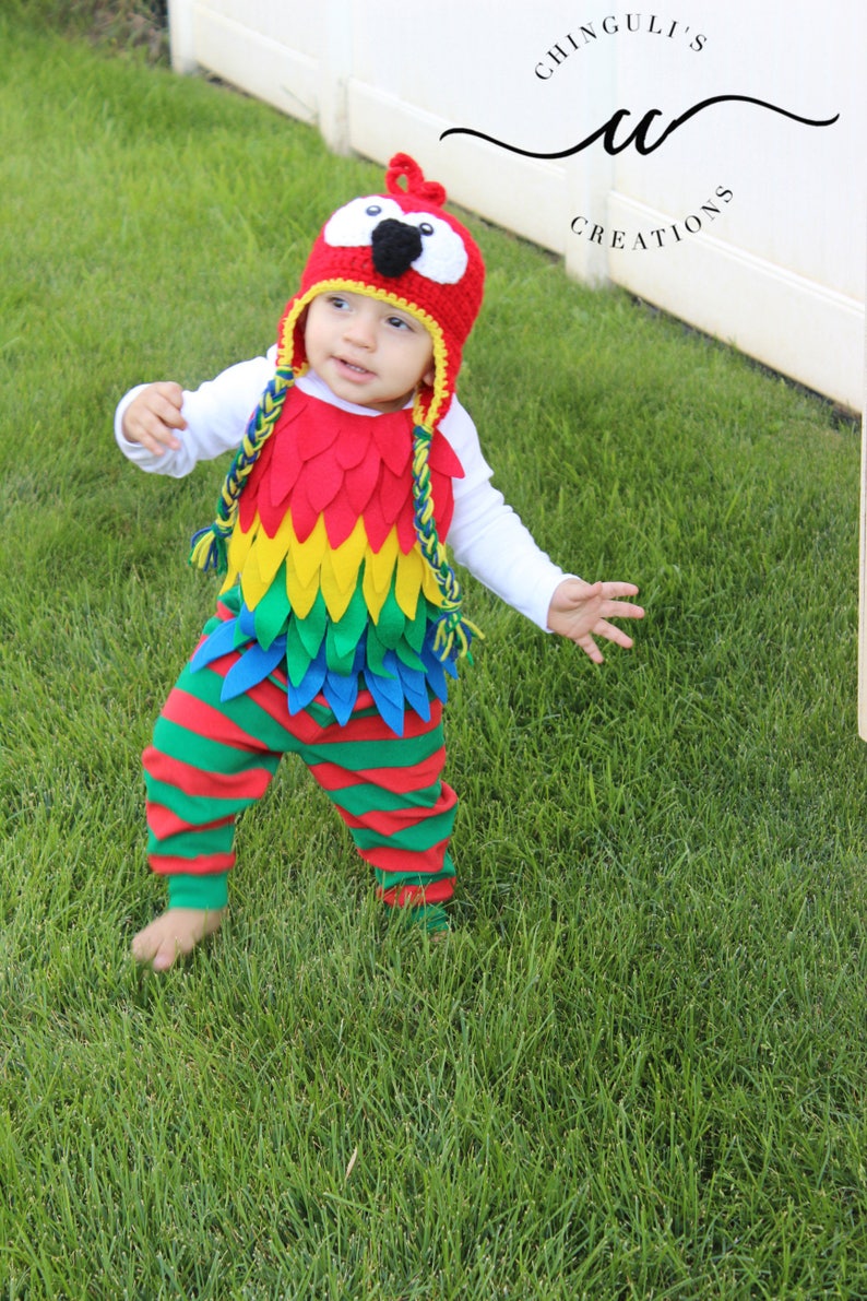Baby Parrot Costume Baby Parrot Bodysuit and Parrot Crochet Hat image 4