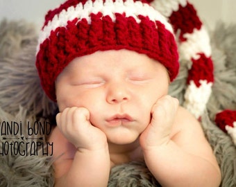 Crochet Christmas Elf Hat, Santa Hat, Winter Hat, Striped Hat Crochet Baby Elf Hat Newborn Elf Hat Crochet Santa Hat Baby Santa's Hat