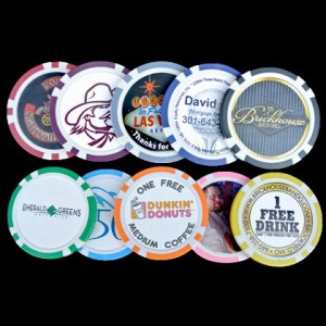 Personalized Poker Chips as business promotions, wedding favors and more