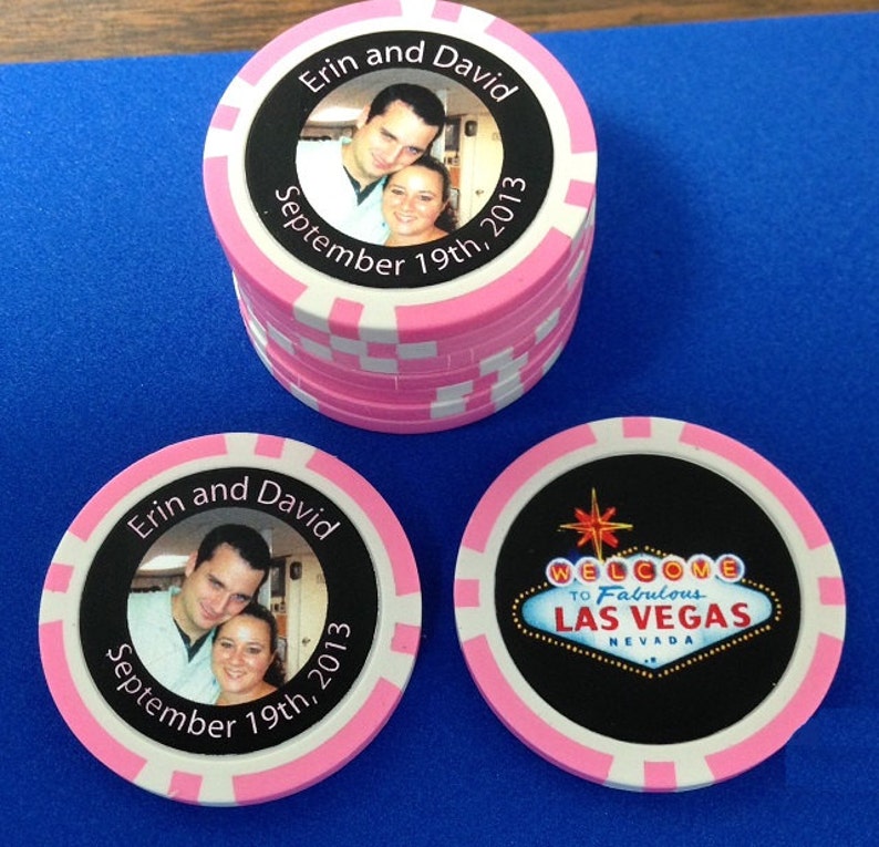 Personalized poker chips for wedding favors cards