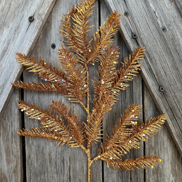 Copper Glitter Hemlock Spray , Wreath Supply, Floral