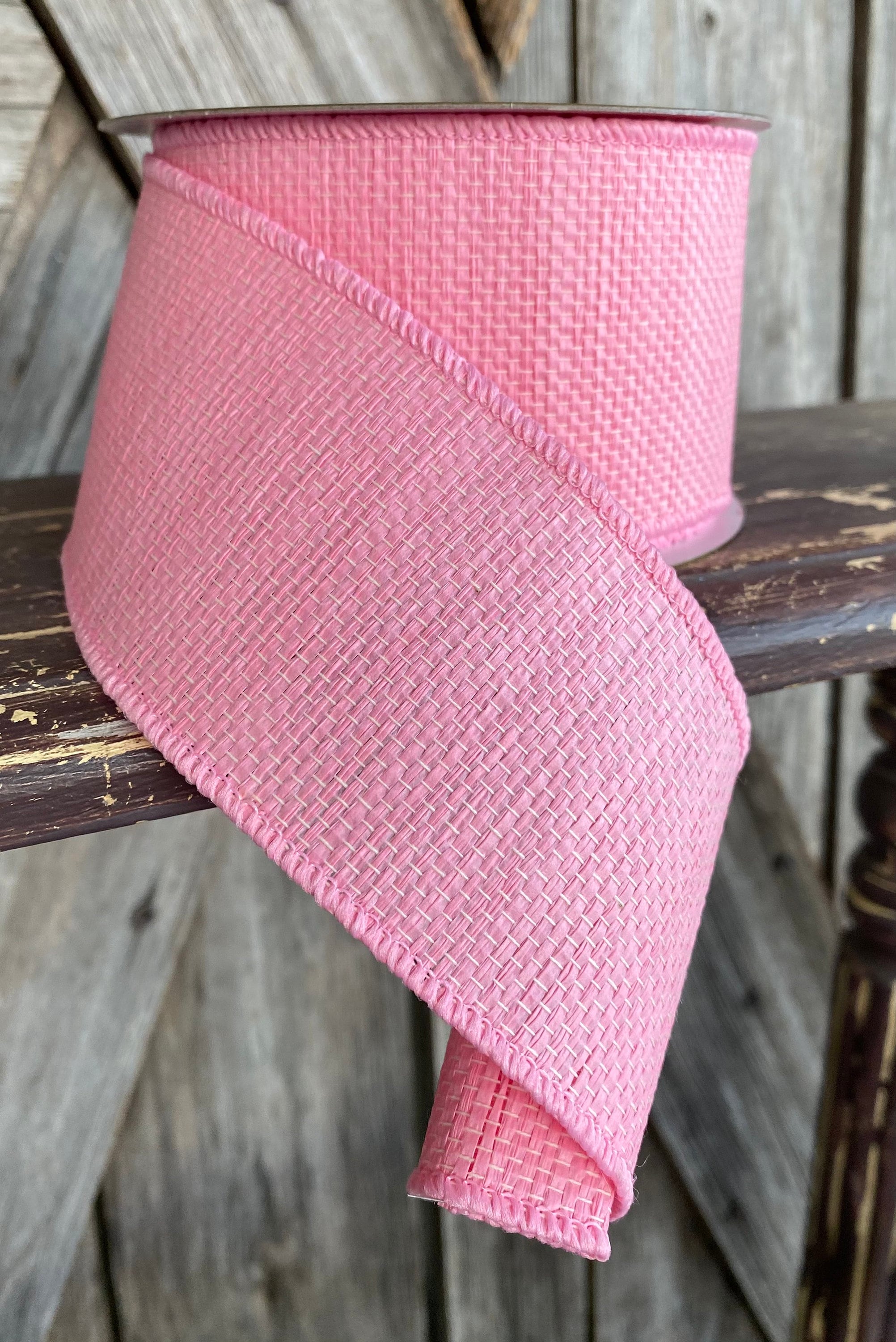 Wired Ribbon 2.5 Inch Ribbon Pink Textured Ribbon 10 Yards