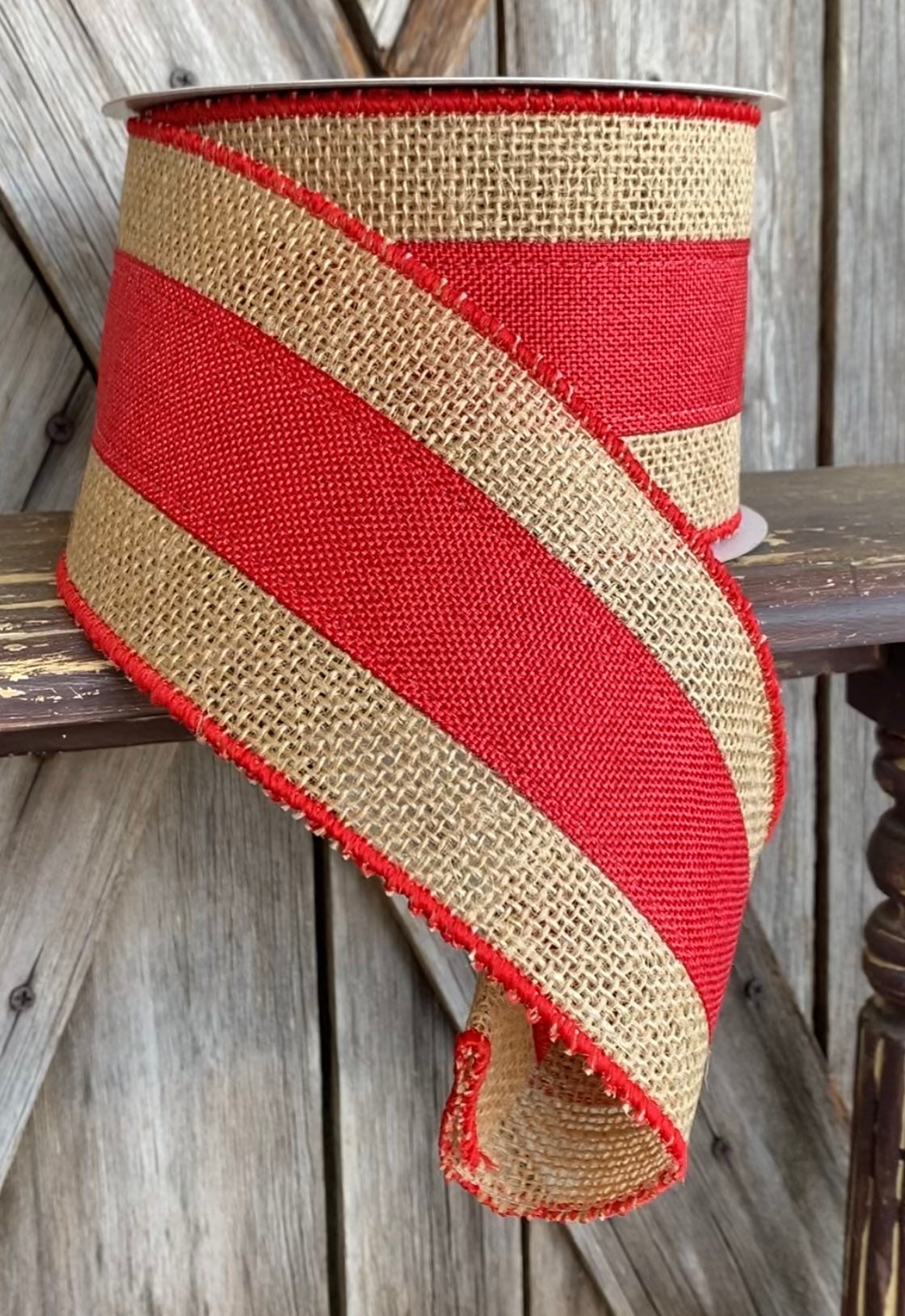 10 Yards, 4 Inch Red Burlap Ribbon