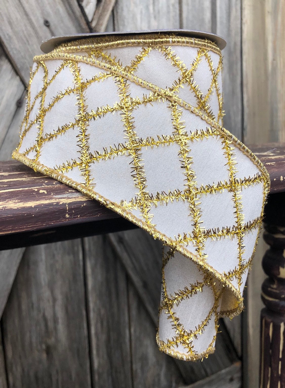 Wired Ribbon 2 Inch Ribbon Gold 3 Yards