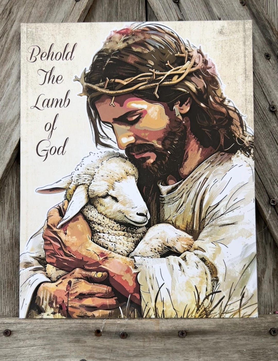 Behold the Lamb of God, Crown, Easter Sign, Easter Decor, Spring Sign ...