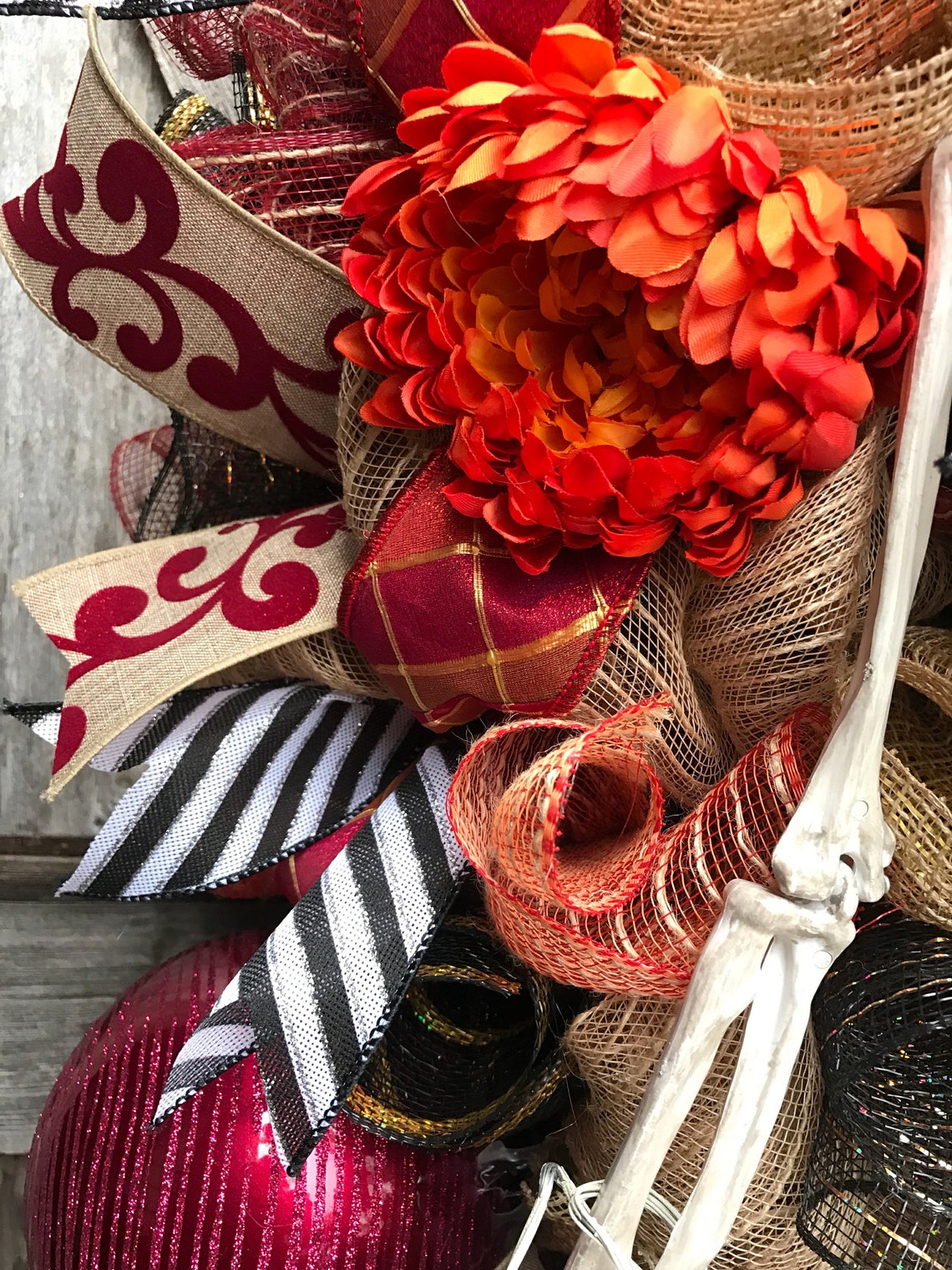 Halloween Swag Skeleton Wreath Skeleton Decor Halloween Etsy