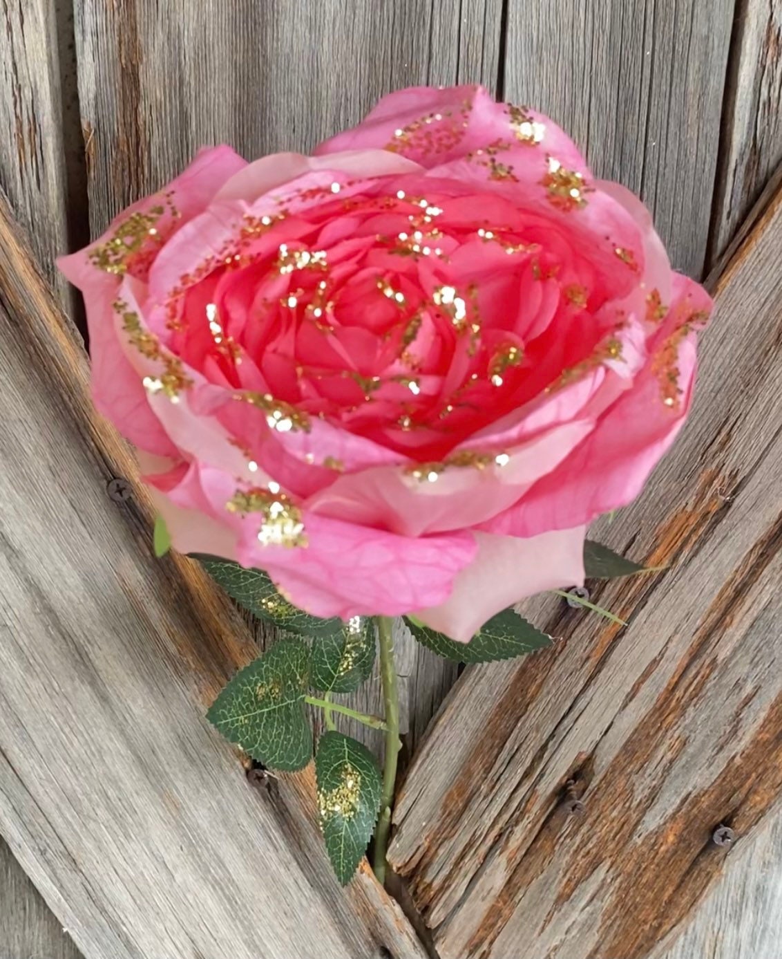 Pink Rose Glittered, Wreath Supply, Floral