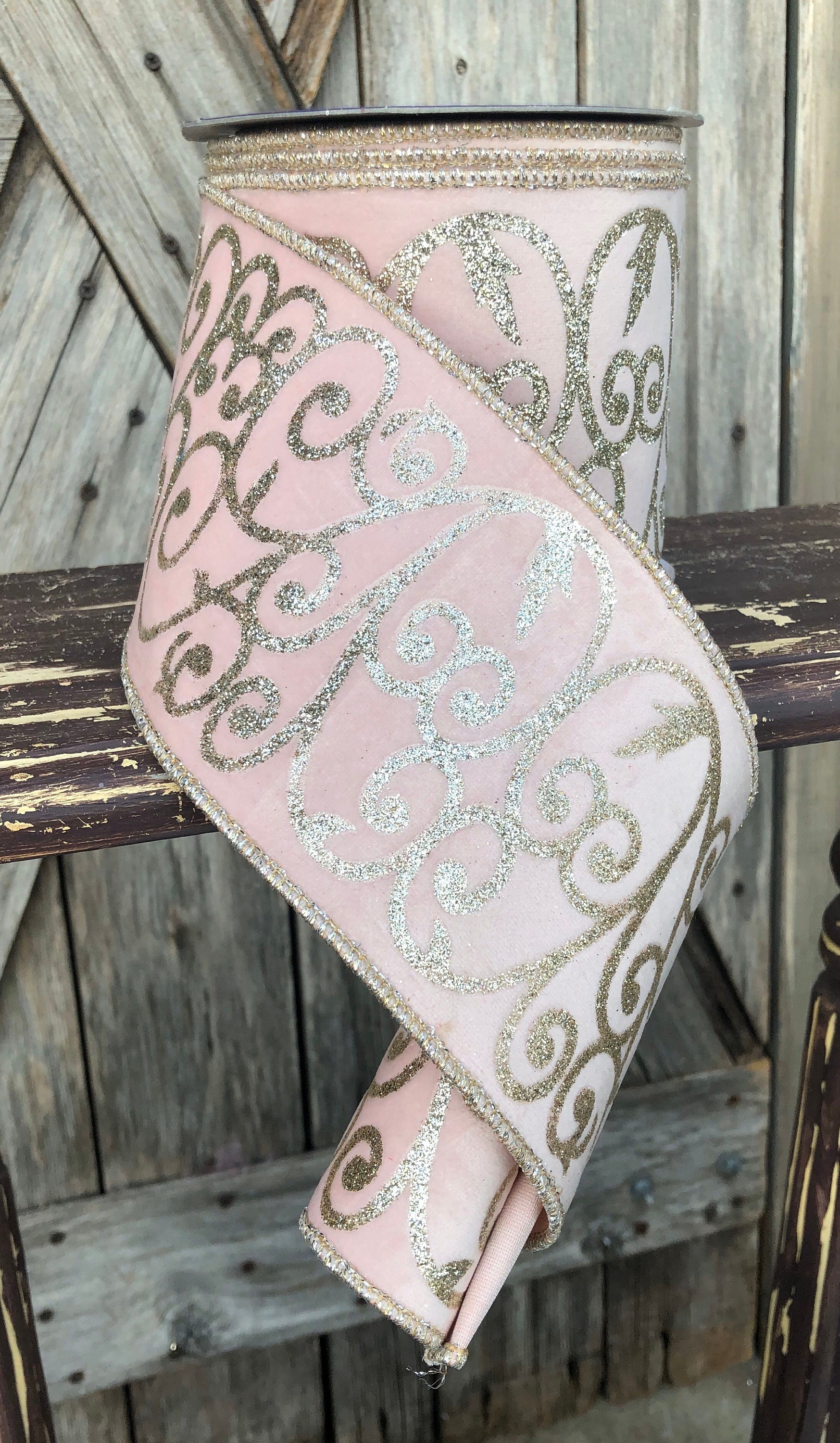 Wired Ribbon 4 Inch Ribbon Velvet Pink 10 Yards