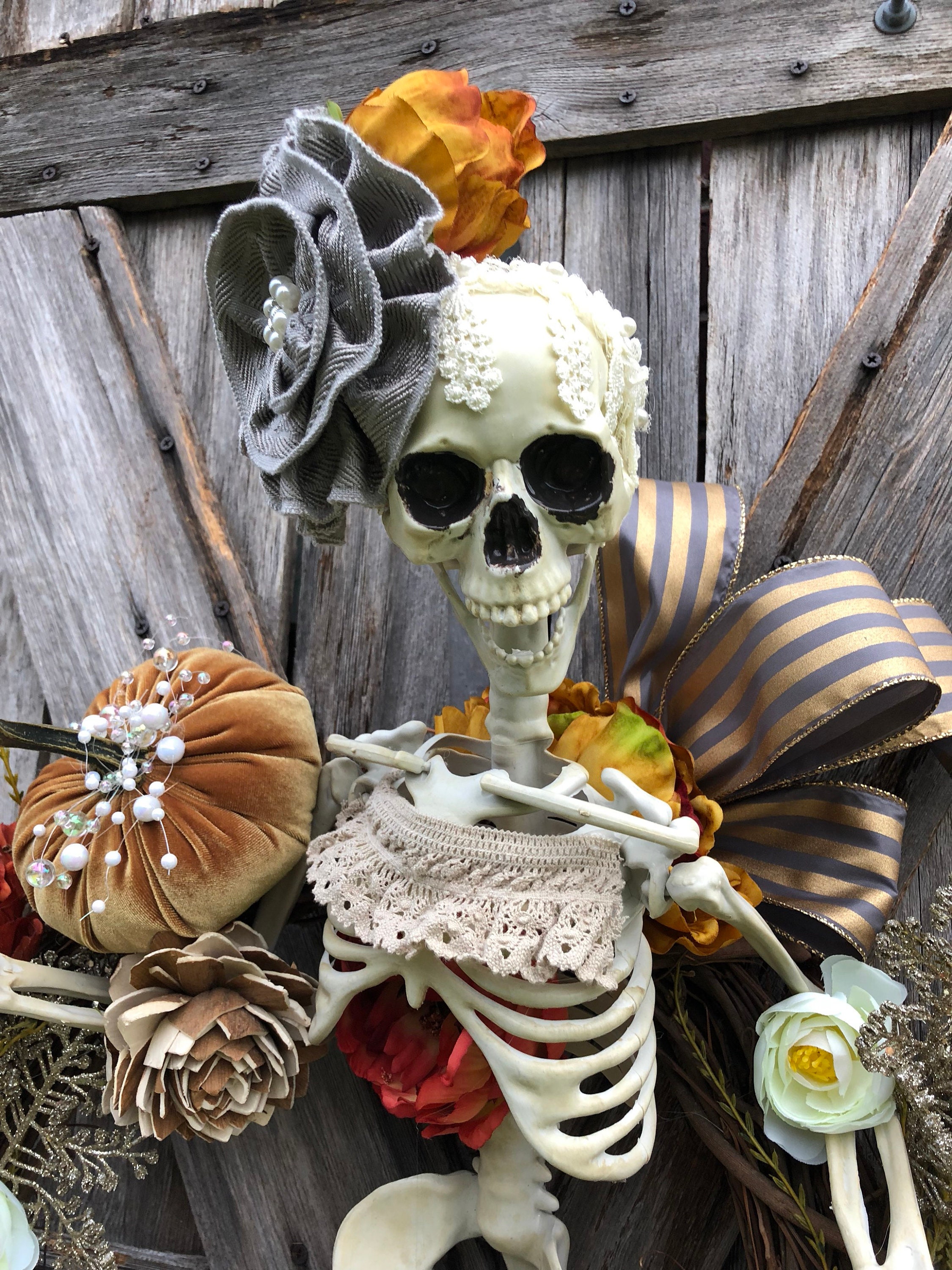 Vintage Halloween, Skeleton Wreath, Skeleton Decor, Halloween Wreath