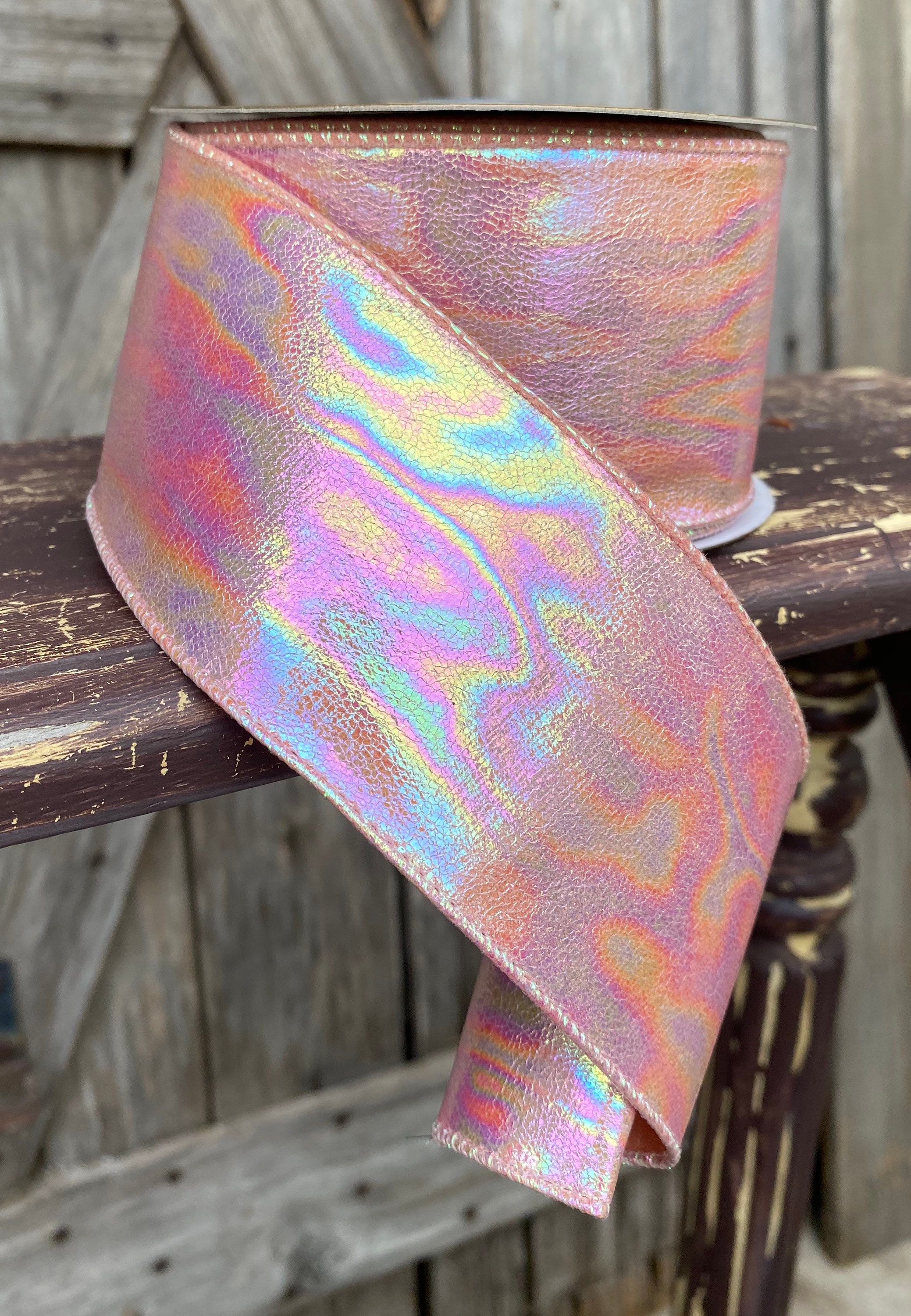 10 Yards, 2.5 Inch Iridescent Pink Ribbon