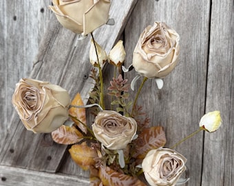 Cream Dry Rose Spray , Wreath Supply, Floral