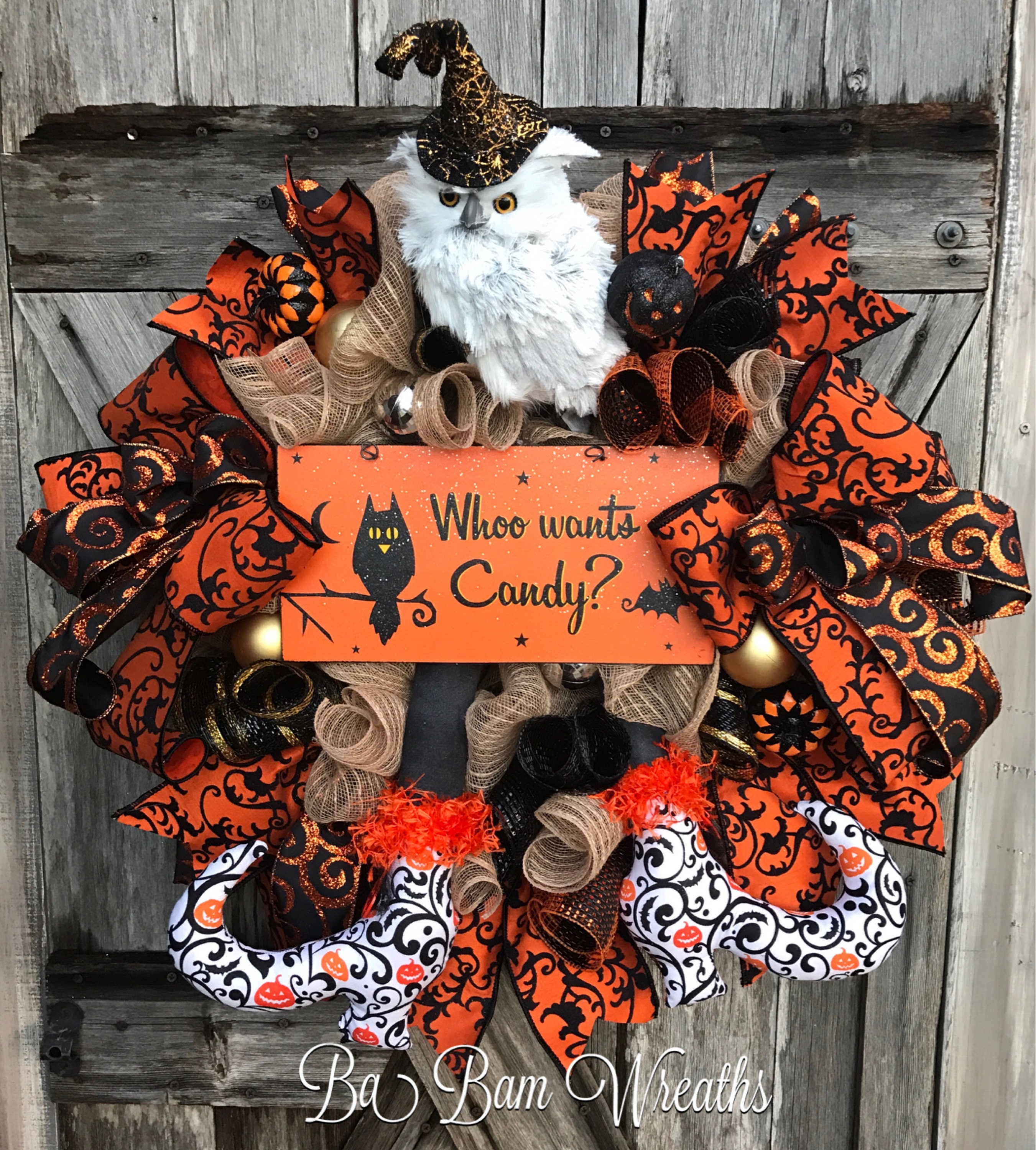 Halloween Owl Wreath, Halloween Wreath, Owl Wreath, Fall Wreath