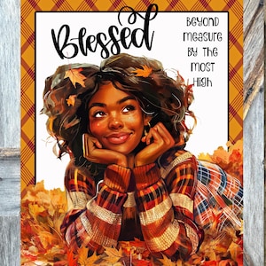 Bendito sin medida, arte negro, letrero de otoño, decoración otoñal, arte mural otoñal