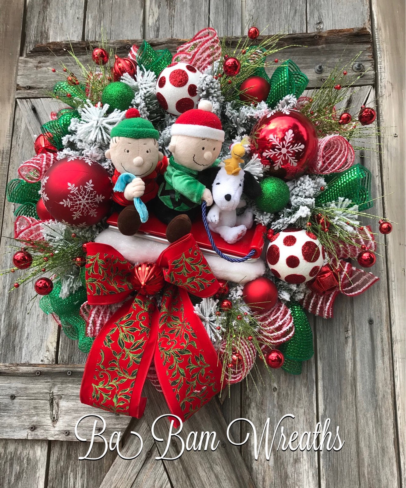Snoopy Christmas Wreath Charlie Brown Christmas Wreath