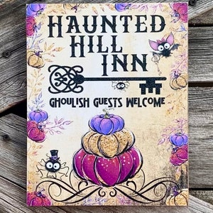 Haunted Hill Inn, Halloween Sign, Halloween Decor, Halloween Wall Art