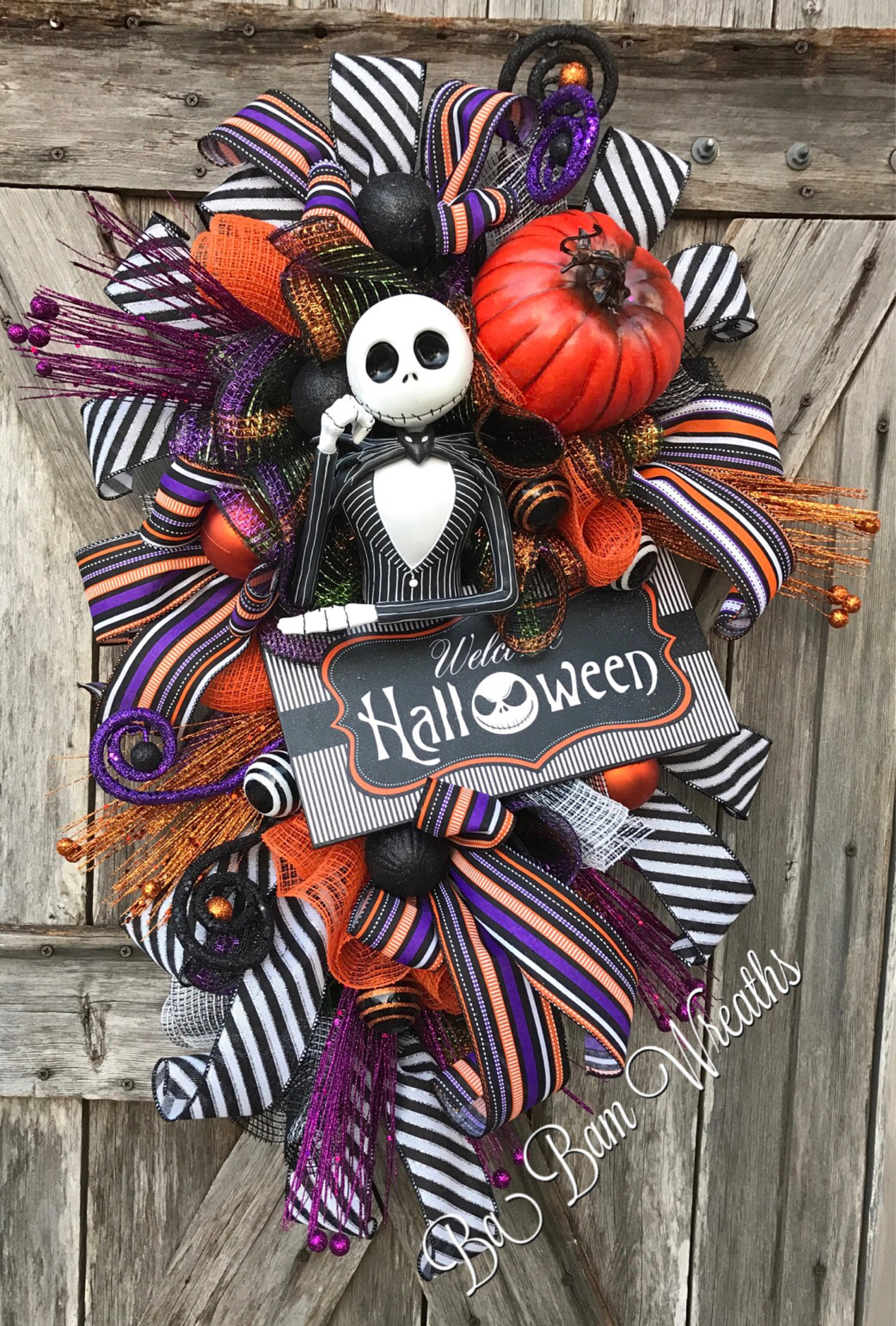 Original Jack Wreath, Halloween Wreath, Halloween Mesh Wreath