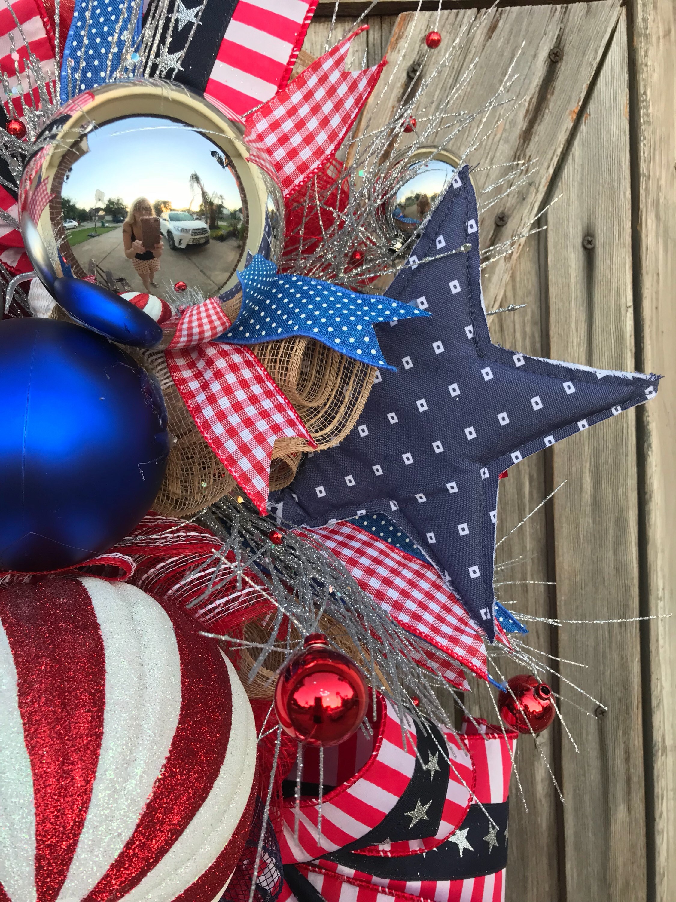 Patriotic Wreath for Front Door Patriotic Swag Summer Wreath