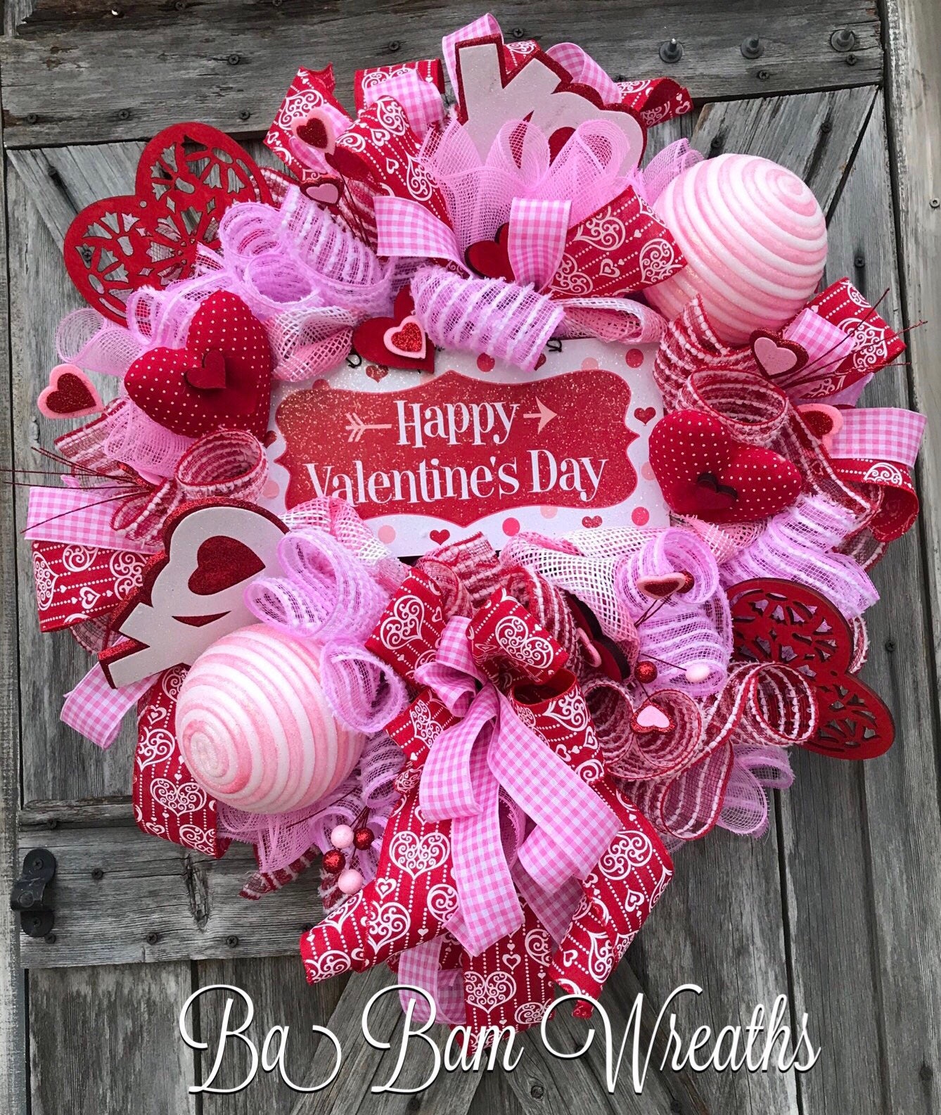 Valentine Wreath, Valentine Decor, Valentine Door, Sign