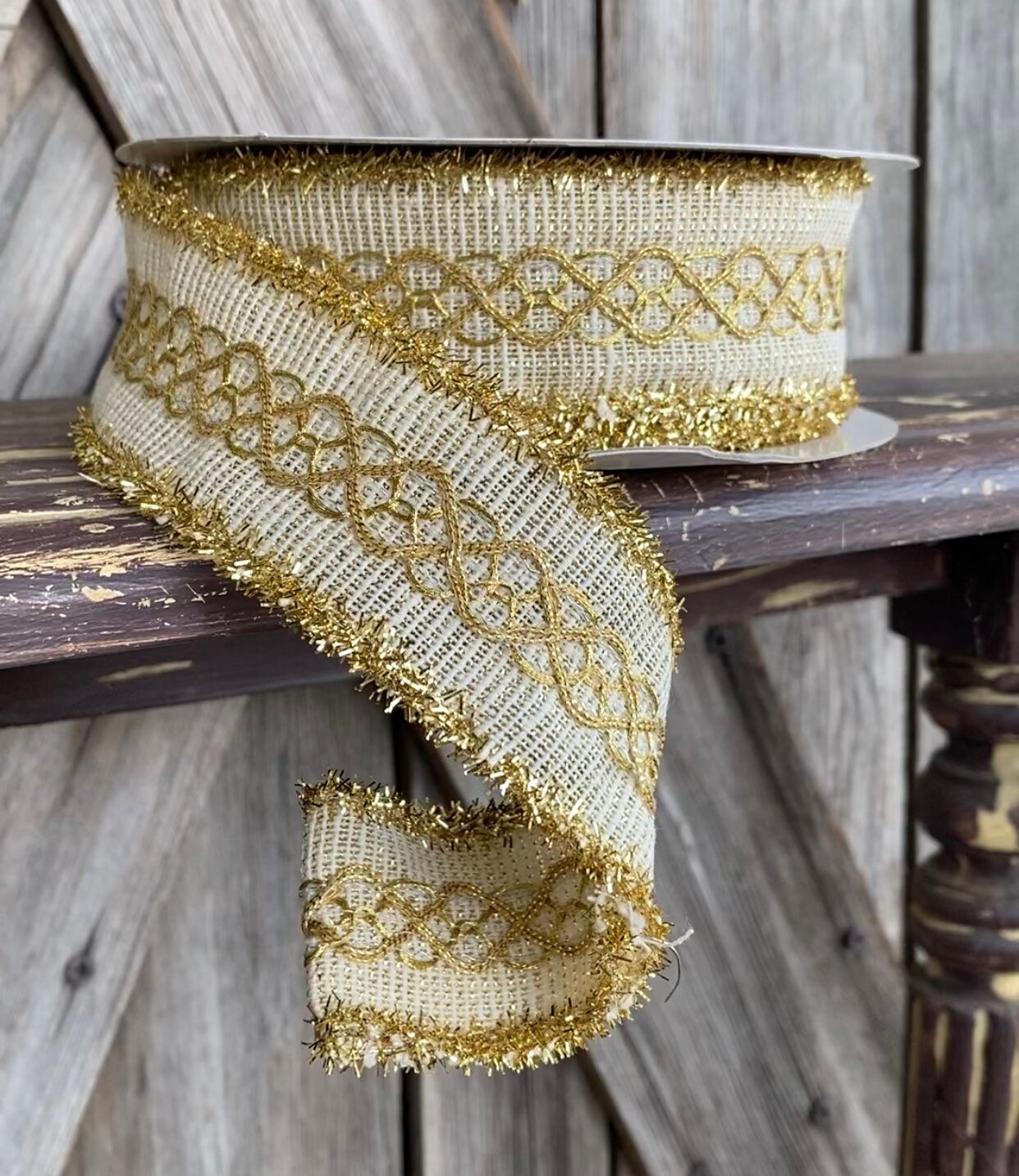 10 Yards, Gold Tinsel Ribbon