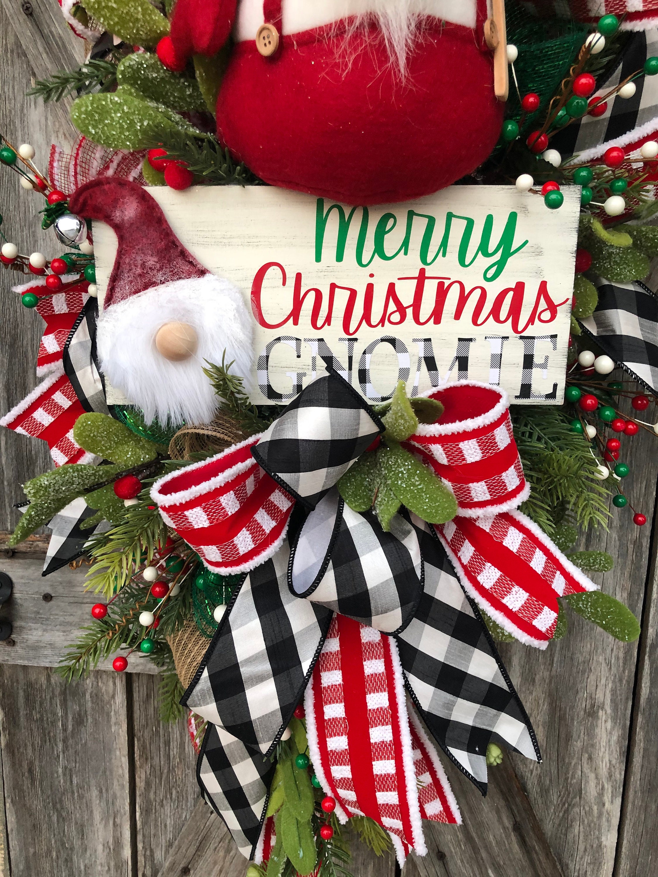 Gnome Wreath, Christmas Gnome Wreath, Winter Wreath, Gnome Decor
