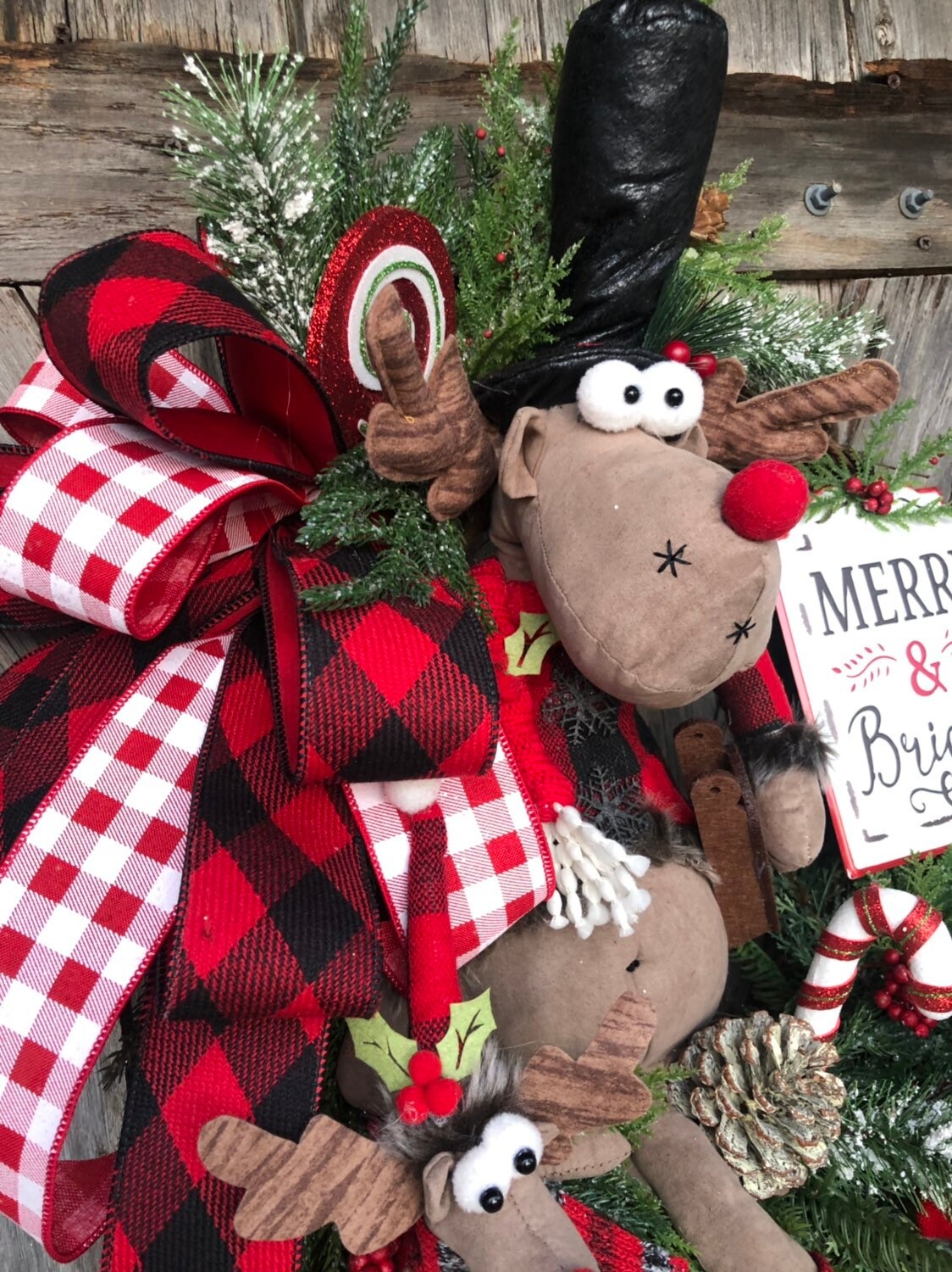 Buffalo Plaid Wreath, Buffalo Plaid Decor, Christmas Wreath, Rustic