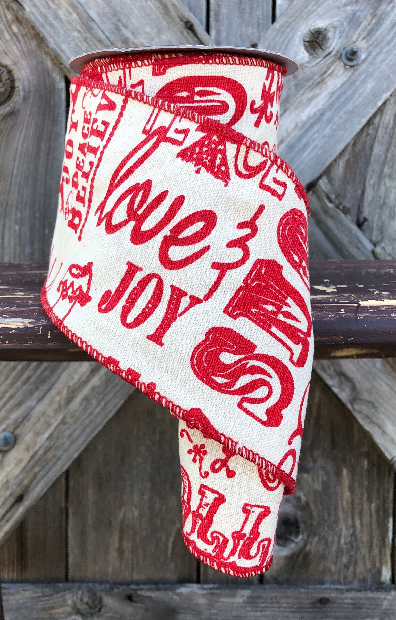 Wired Ribbon ~ 4 Inch Christmas ~ Red Ribbon ~ 3 Yards