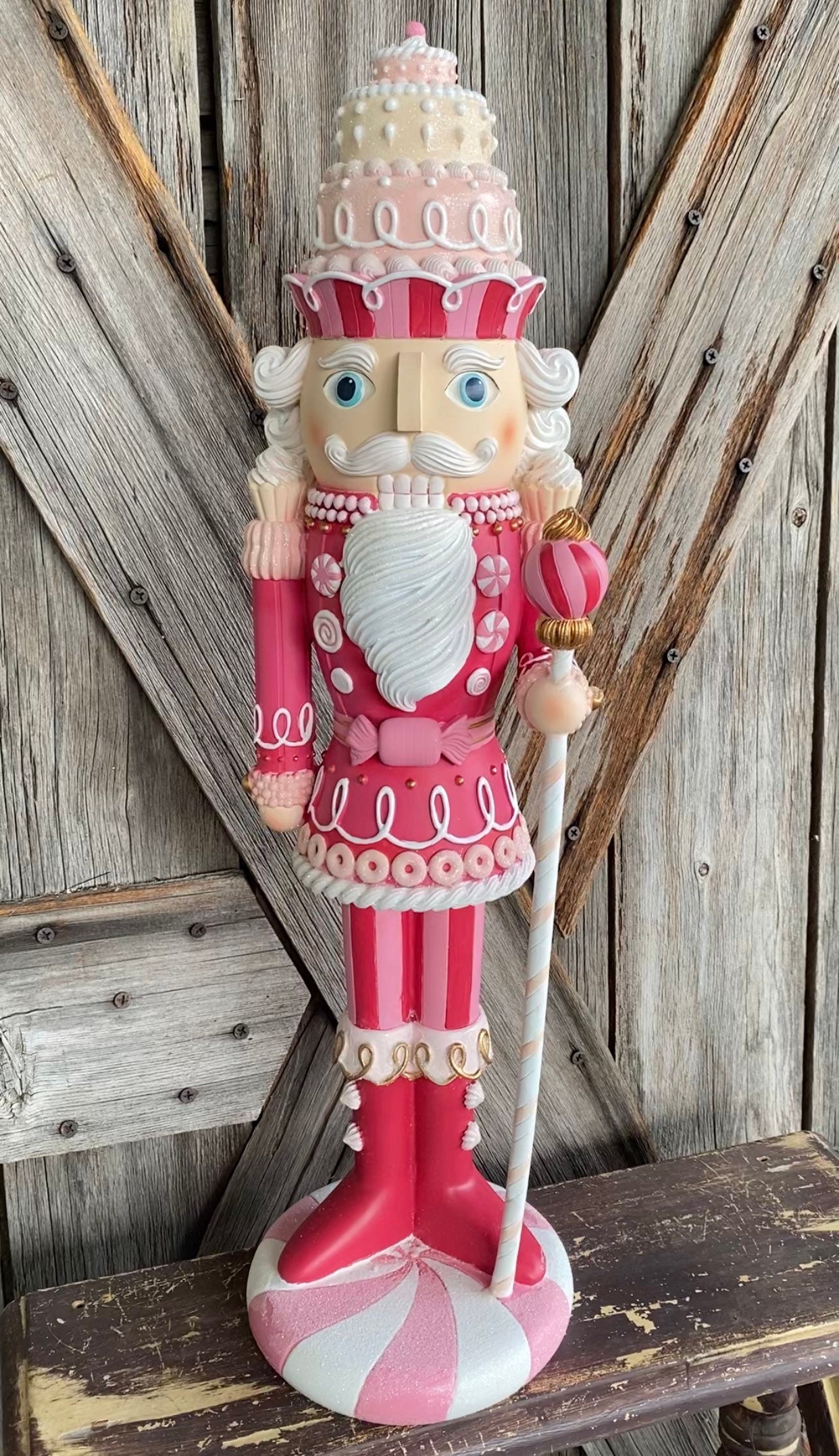 Pink Candy Land Nutcracker Resin