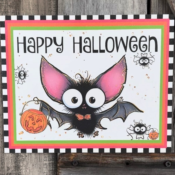 Happy Halloween, Big Bat, Halloween Sign, Halloween Decor, Halloween Wall Art