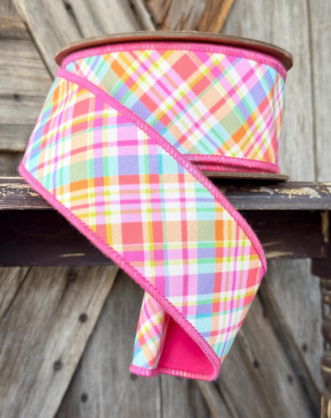 Bright Pink Plaid Wired Ribbon, 2.5 Inch - Etsy