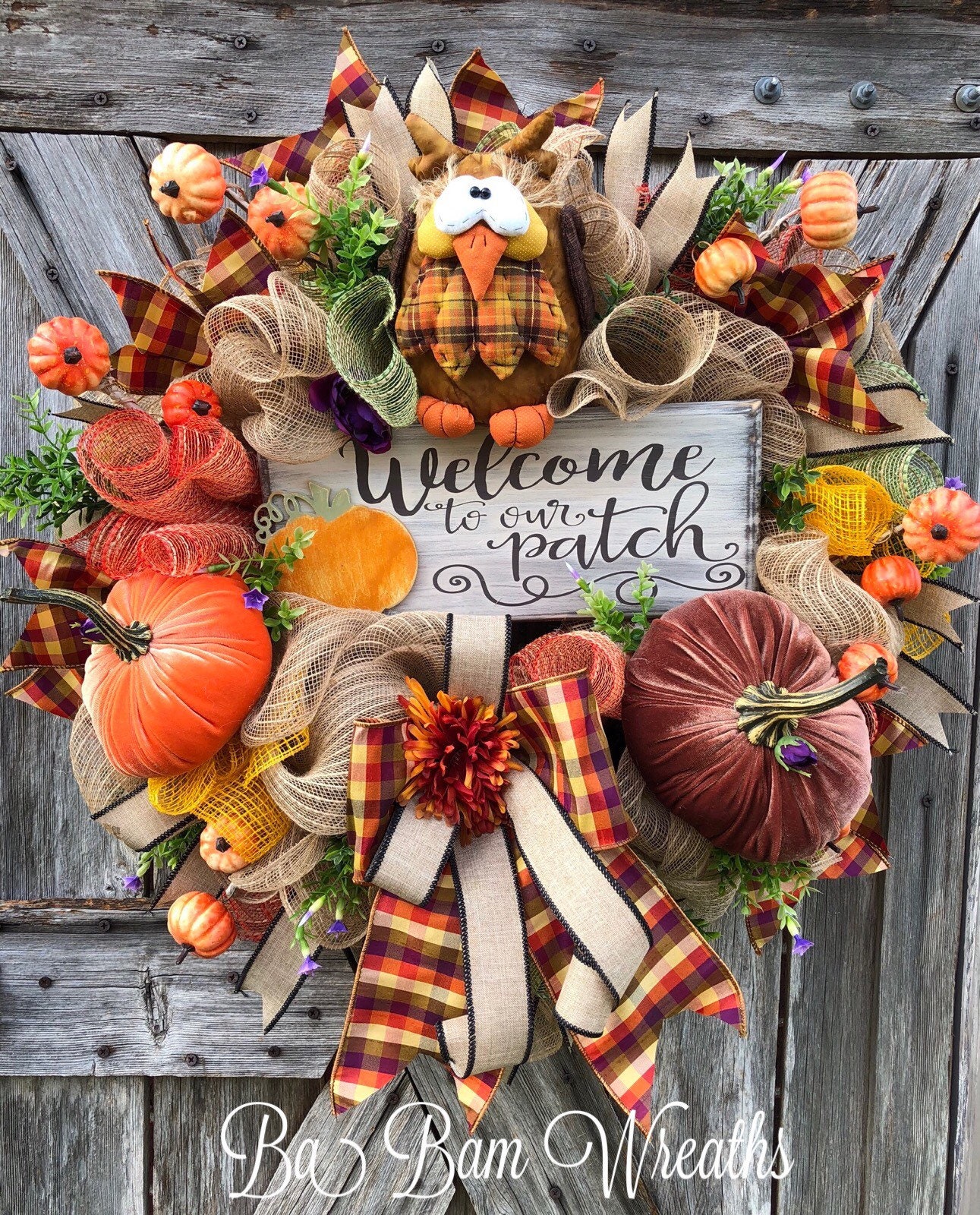Fall Wreath, Owl Wreath, Autumn Wreath, Thanksgiving Wreath, Hoots