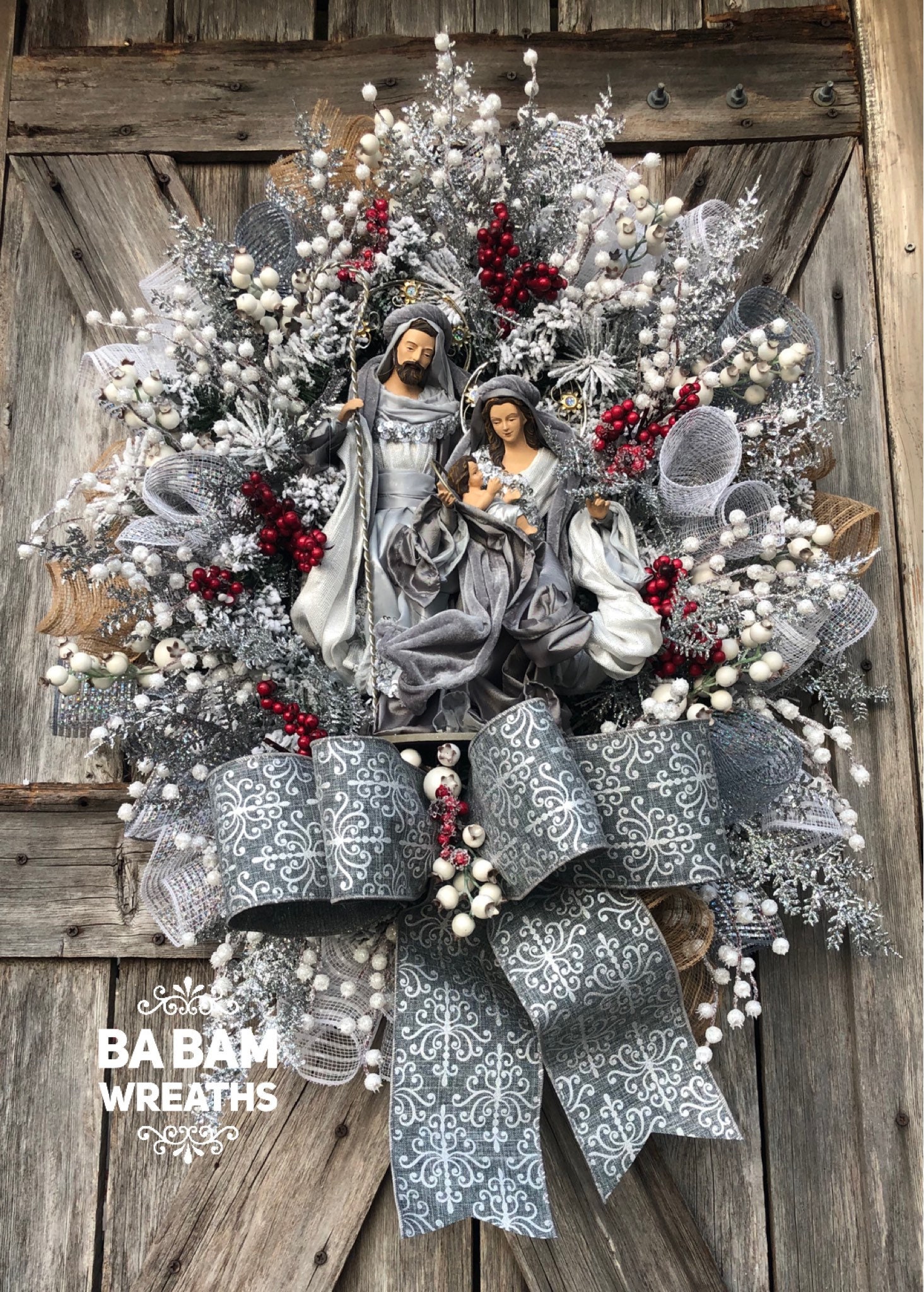 Christmas Wreath, Christmas Swag, Jesus Wreath, Nativity Wreath ...