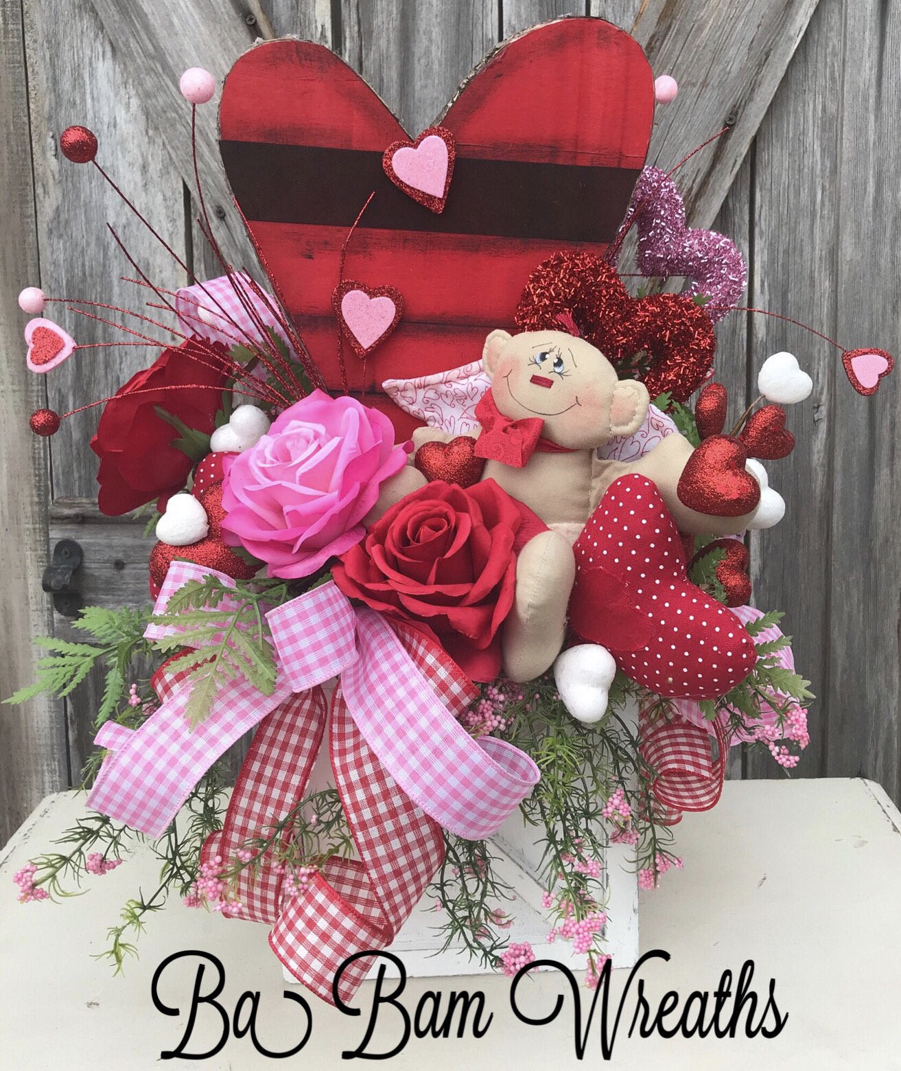 Valentines Centerpiece, Valentine Decor, Cupid, Valentine Floral, Floral