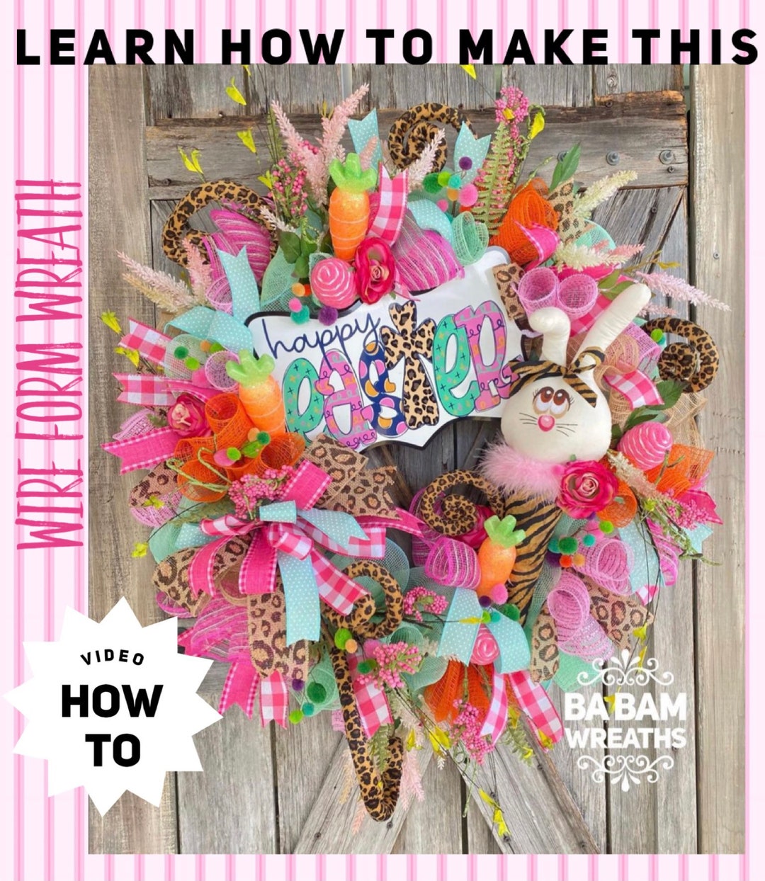 How to Video, How to Wreath, Wreath Tutorial, Easter Wreath, Wire Form Wreath Etsy