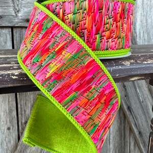 5 Yards, 2.5 Inch Lime Green Groovy Loom Ribbon