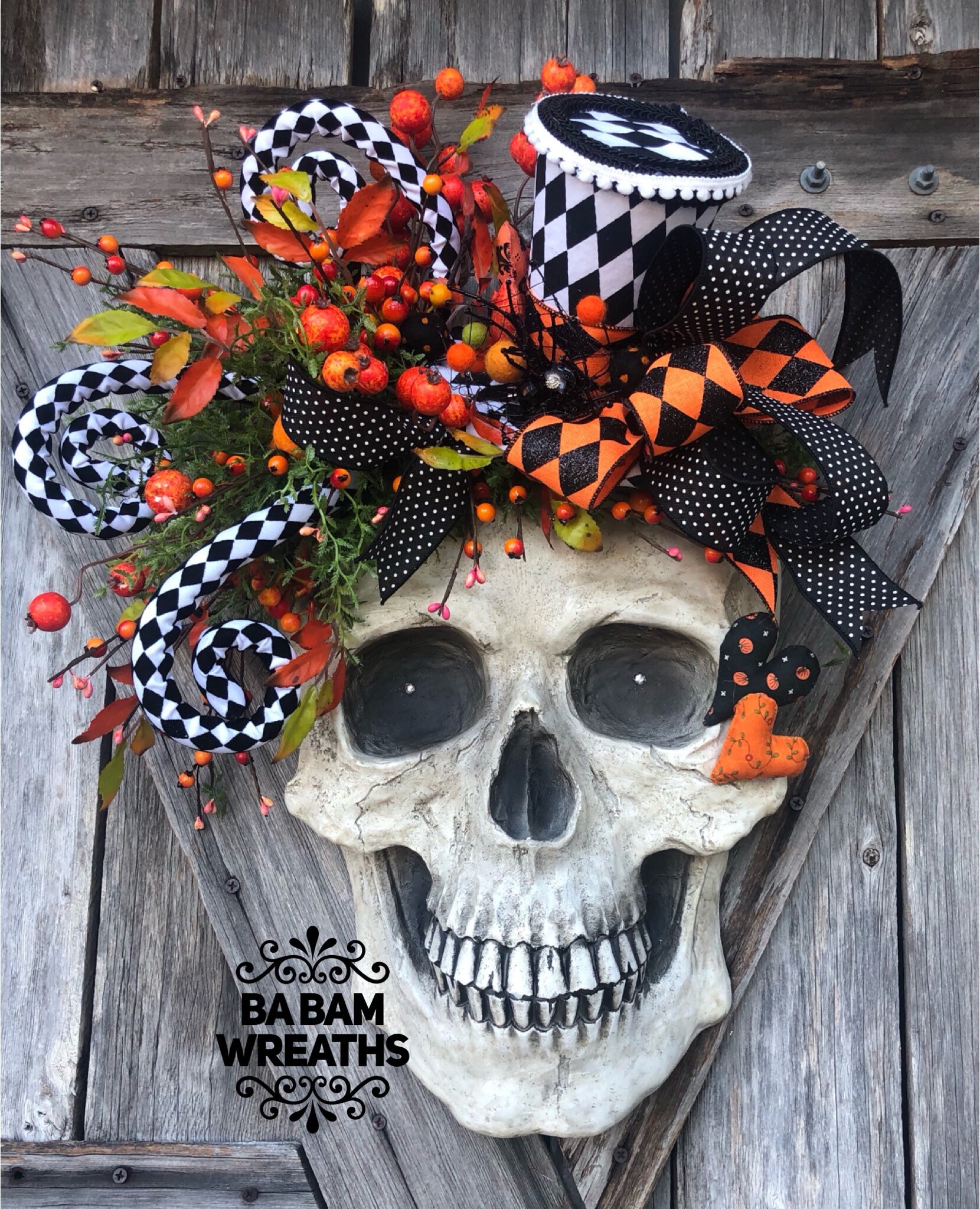 Reserved for Diane, Halloween Swag, Skeleton Wreath, Skeleton Decor