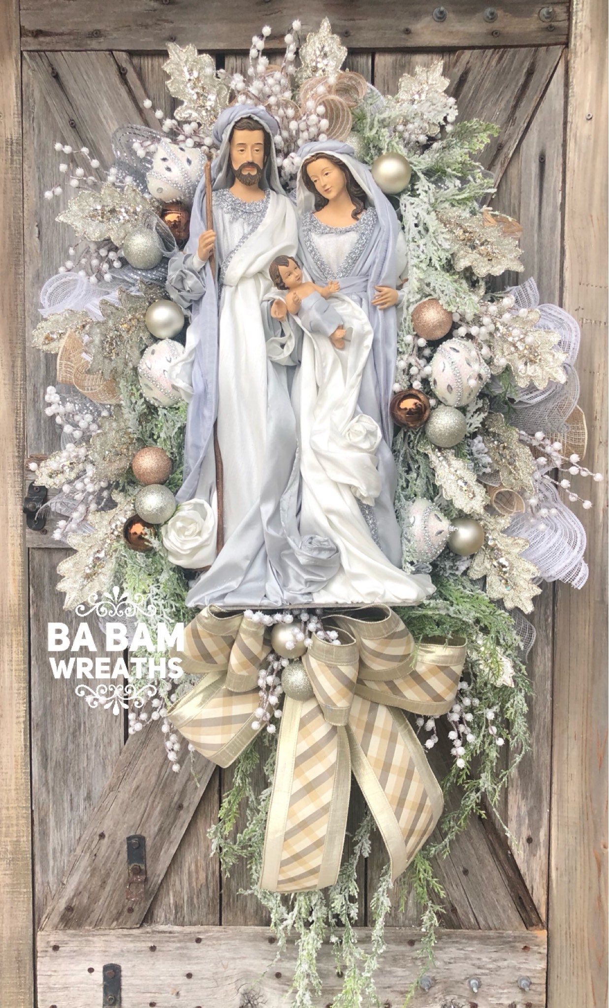 Christmas Wreath, Christmas Swag, Jesus Wreath, Nativity Wreath
