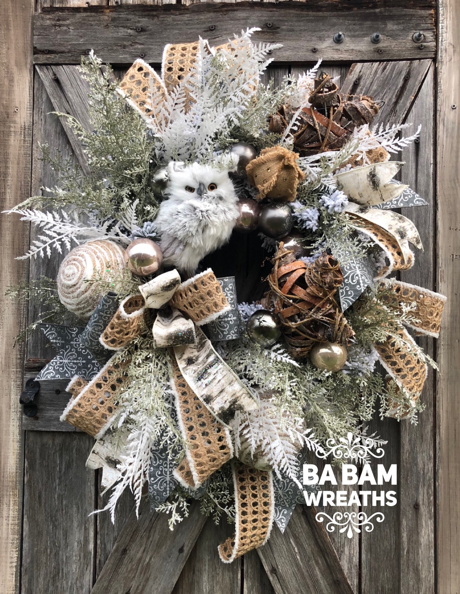 Owl Wreath, Christmas Owl Wreath, Winter Owl Wreath, Owl Decor, Owl ...