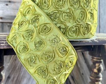 Green Rosette Wired Ribbon 4 Inch