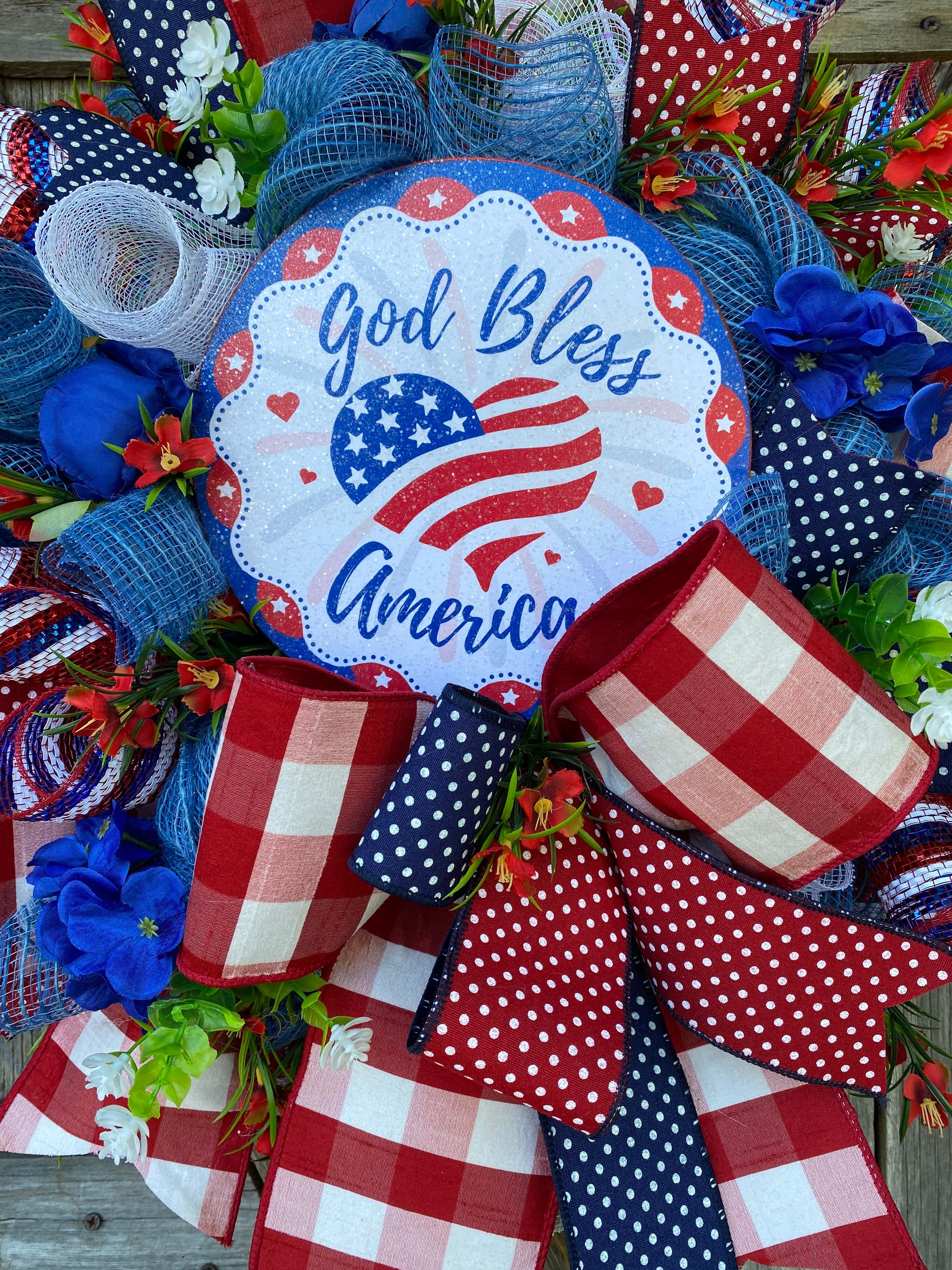 Patriotic Wreath for Front Door Summer Wreath Front Door Wreaths